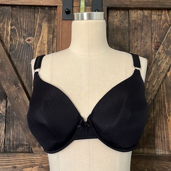 Vanity Fair black wired full coverage thick straps bra Sz-36DD - Picture 1 of 7